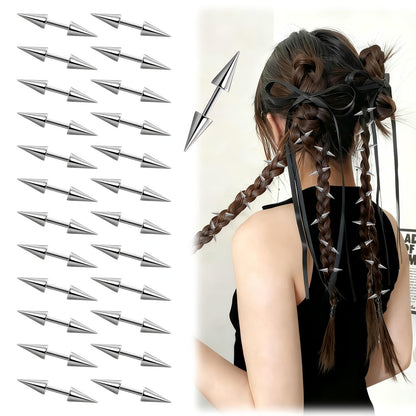 25 Pcs Goth Hair Clips for Women - Punk Spiked Metal Gothic Hair Accessories, Edgy Emo Y2K Grunge Hair Jewelry for Braids & Buns, Alt Fashion Gift for Men & Women (Silver) Avelisse