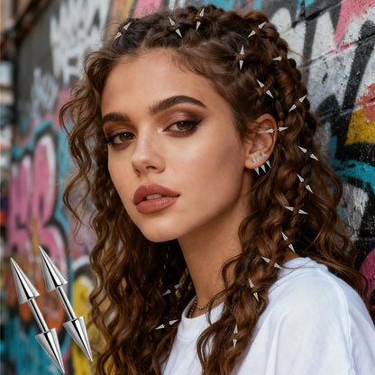 25 Pcs Goth Hair Clips for Women - Punk Spiked Metal Gothic Hair Accessories, Edgy Emo Y2K Grunge Hair Jewelry for Braids & Buns, Alt Fashion Gift for Men & Women (Silver) Avelisse