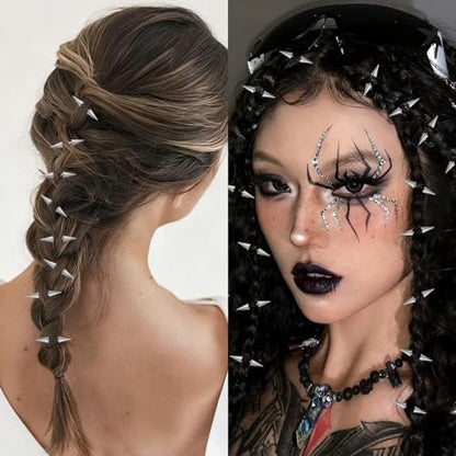 25 Pcs Goth Hair Clips for Women - Punk Spiked Metal Gothic Hair Accessories, Edgy Emo Y2K Grunge Hair Jewelry for Braids & Buns, Alt Fashion Gift for Men & Women (Silver) Avelisse