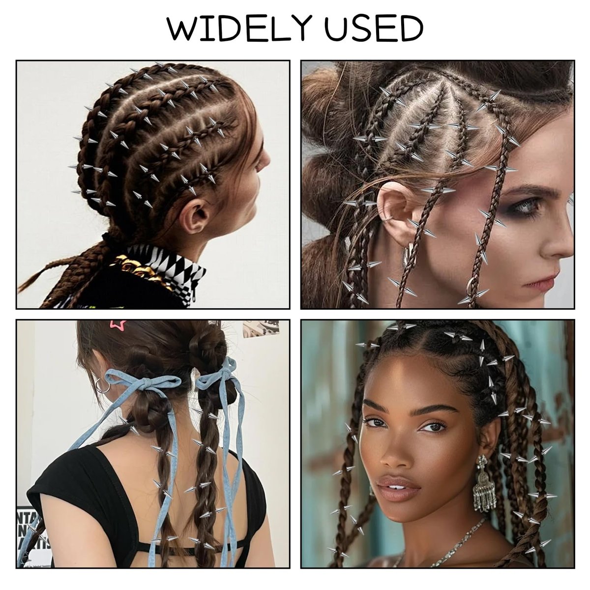 25 Pcs Goth Hair Clips for Women - Punk Spiked Metal Gothic Hair Accessories, Edgy Emo Y2K Grunge Hair Jewelry for Braids & Buns, Alt Fashion Gift for Men & Women (Silver) Avelisse