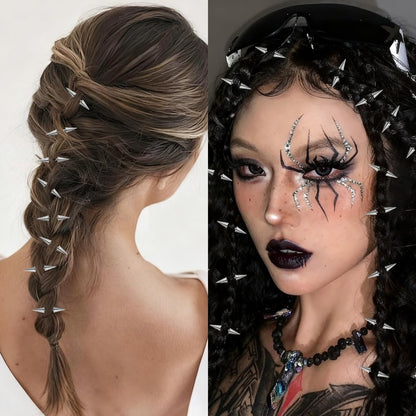 25 Pcs Goth Hair Clips for Women - Punk Spiked Metal Gothic Hair Accessories, Edgy Emo Y2K Grunge Hair Jewelry for Braids & Buns, Alt Fashion Gift for Men & Women (Silver) Avelisse