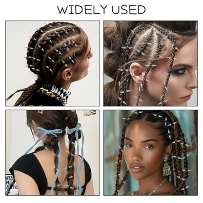 25 Pcs Goth Hair Clips for Women - Punk Spiked Metal Gothic Hair Accessories, Edgy Emo Y2K Grunge Hair Jewelry for Braids & Buns, Alt Fashion Gift for Men & Women (Silver) Avelisse