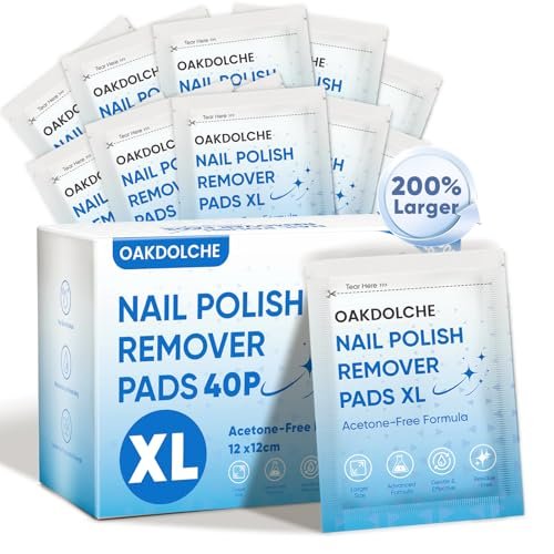 OAKDOLCHE Extra Large Nail Polish Remover Pads (12×12 cm) – Acetone-Free, Individually Wrapped, 40 Count for Gentle & Quick Nail Care at Home or Salon - görsel 2