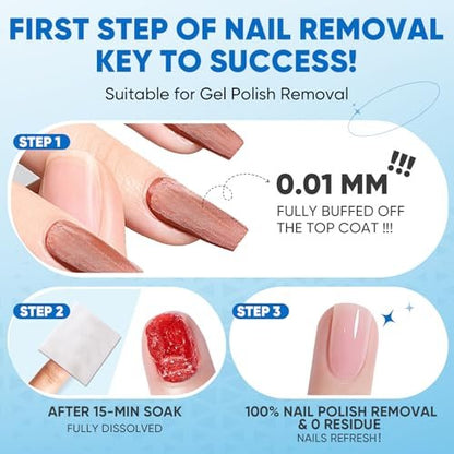 OAKDOLCHE Extra Large Nail Polish Remover Pads (12×12 cm) – Acetone-Free, Individually Wrapped, 40 Count for Gentle & Quick Nail Care at Home or Salon