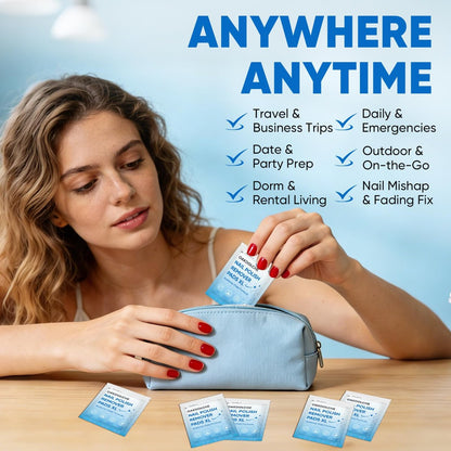OAKDOLCHE Extra Large Nail Polish Remover Pads (12×12 cm) – Acetone-Free, Individually Wrapped, 40 Count for Gentle & Quick Nail Care at Home or Salon