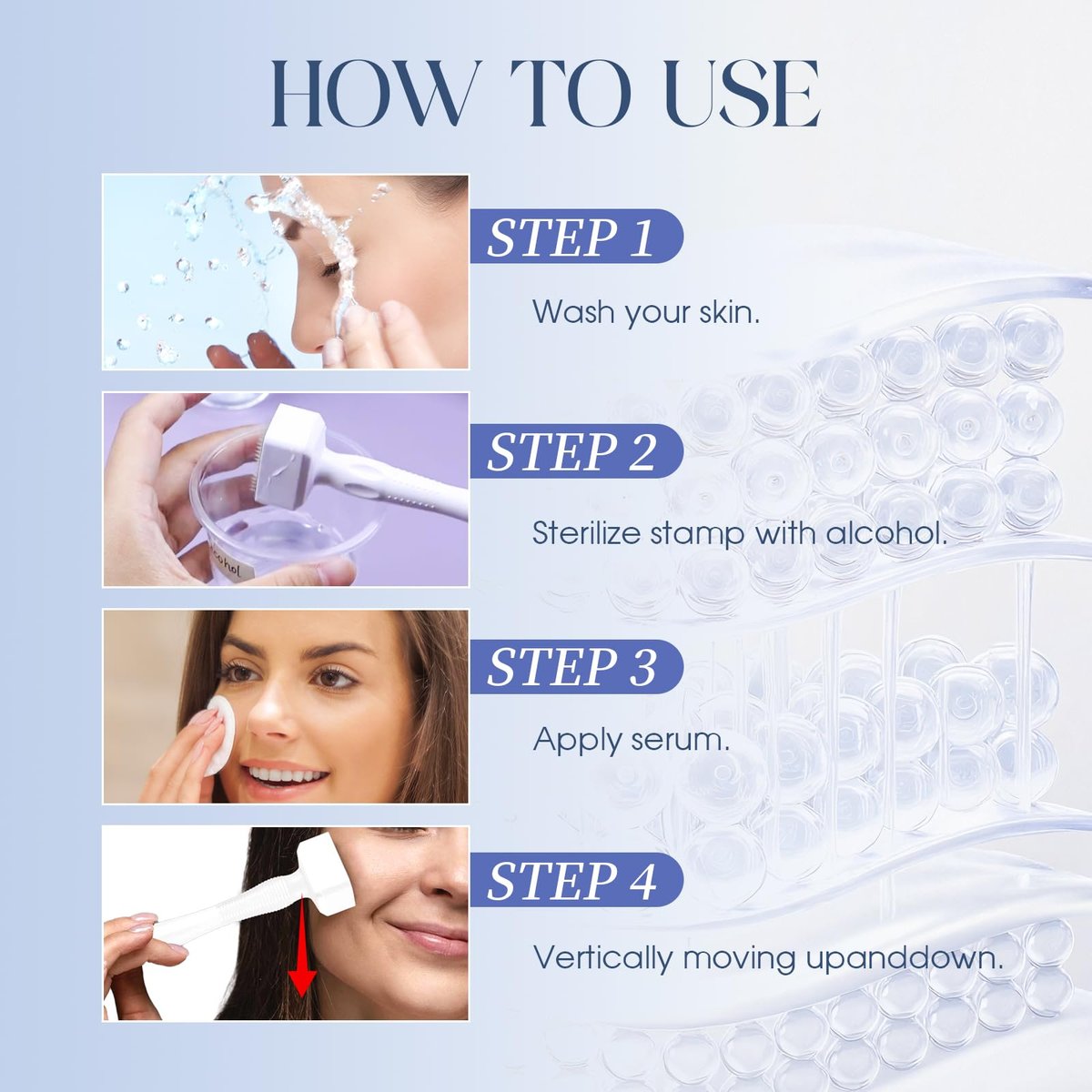 GEMERRY AMZ Derma Stamp Microneedle Stamp for Face - 0.25mm Gentle Home Beauty Tool for Women and Men - görsel 6