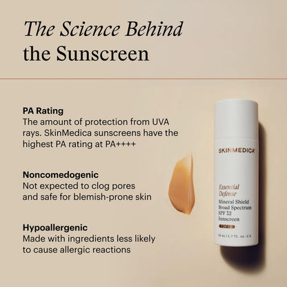 SkinMedica Essential Defense Mineral Shield SPF 32 Tinted Sunscreen for Face - Lightweight, Ideal for Oily & Combination Skin, 1.7 oz Avelisse
