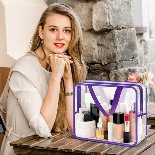 Loccmat 4 Pack Large Clear Makeup Bag - Waterproof PVC Toiletry Organizer with Zipper & Handle, Reusable Travel Cosmetic Storage, 11.8x8.7x3.9 Inch - görsel 11
