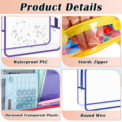 Loccmat 4 Pack Large Clear Makeup Bag - Waterproof PVC Toiletry Organizer with Zipper & Handle, Reusable Travel Cosmetic Storage, 11.8x8.7x3.9 Inch