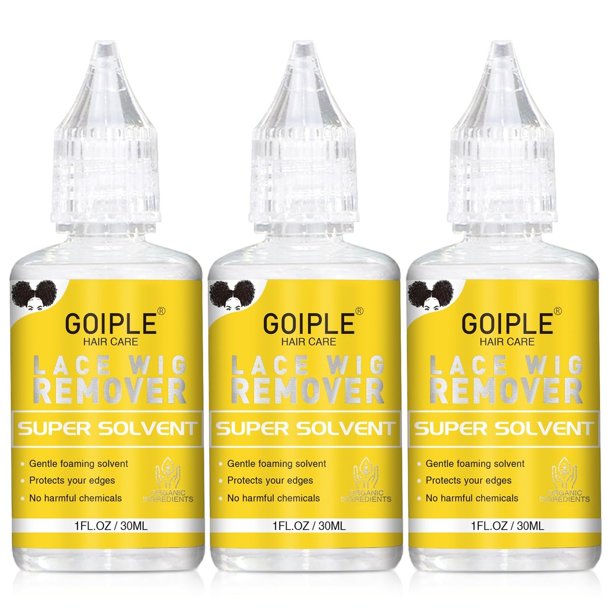 Goiple Fast Acting Tape in Extension Remover for Tape-in Hair Extensions, Wig Glue, Lace Adhesive and Double-Sided Extension Tapes | Hair Extensions Adhesive Remover for All Hair Tapes (3 Pack) - görsel 1