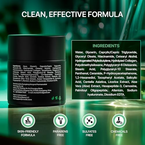 Viva Lab Men's Face Moisturizer Anti-Aging Cream - Lightweight After Shave Lotion with Niacinamide, Collagen & Ceramides - Day & Night Hydrating Skin Care, Fast-Absorbing Non-Greasy 1.85 oz - görsel 8
