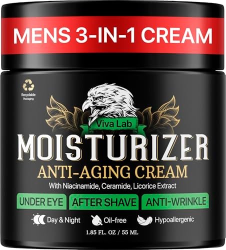 Viva Lab Men's Face Moisturizer Anti-Aging Cream - Lightweight After Shave Lotion with Niacinamide, Collagen & Ceramides - Day & Night Hydrating Skin Care, Fast-Absorbing Non-Greasy 1.85 oz - görsel 2