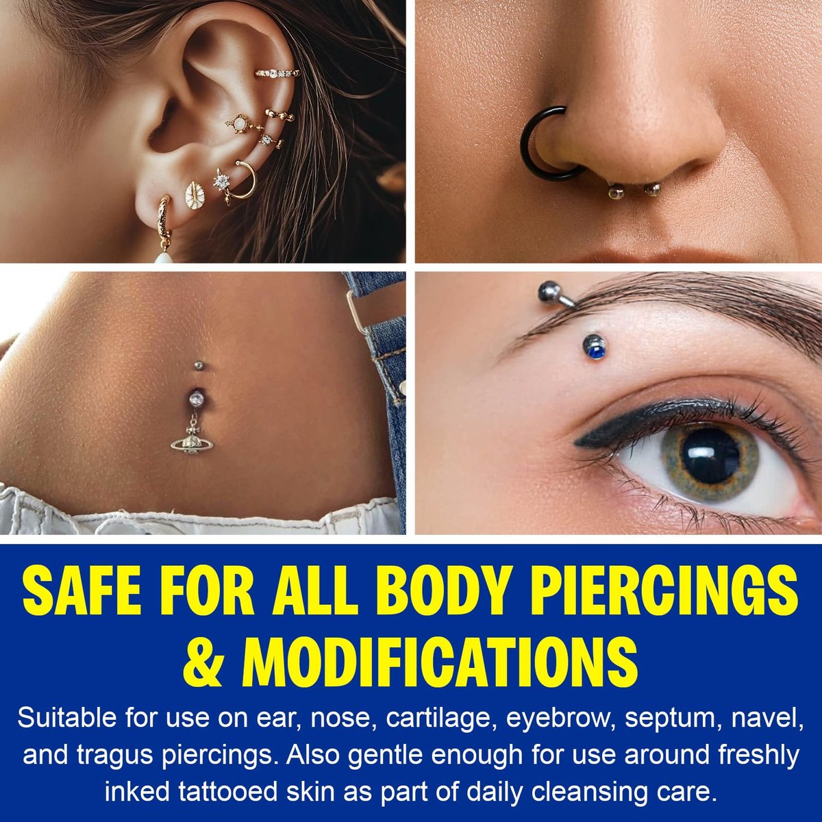 Piercing Aftercare Spray – Saline Solution for Ear, Belly & Nose Piercings, 2 Fl Oz - görsel 7