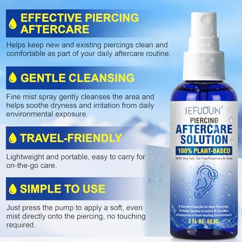 Piercing Aftercare Spray – Saline Solution for Ear, Belly & Nose Piercings, 2 Fl Oz - görsel 6