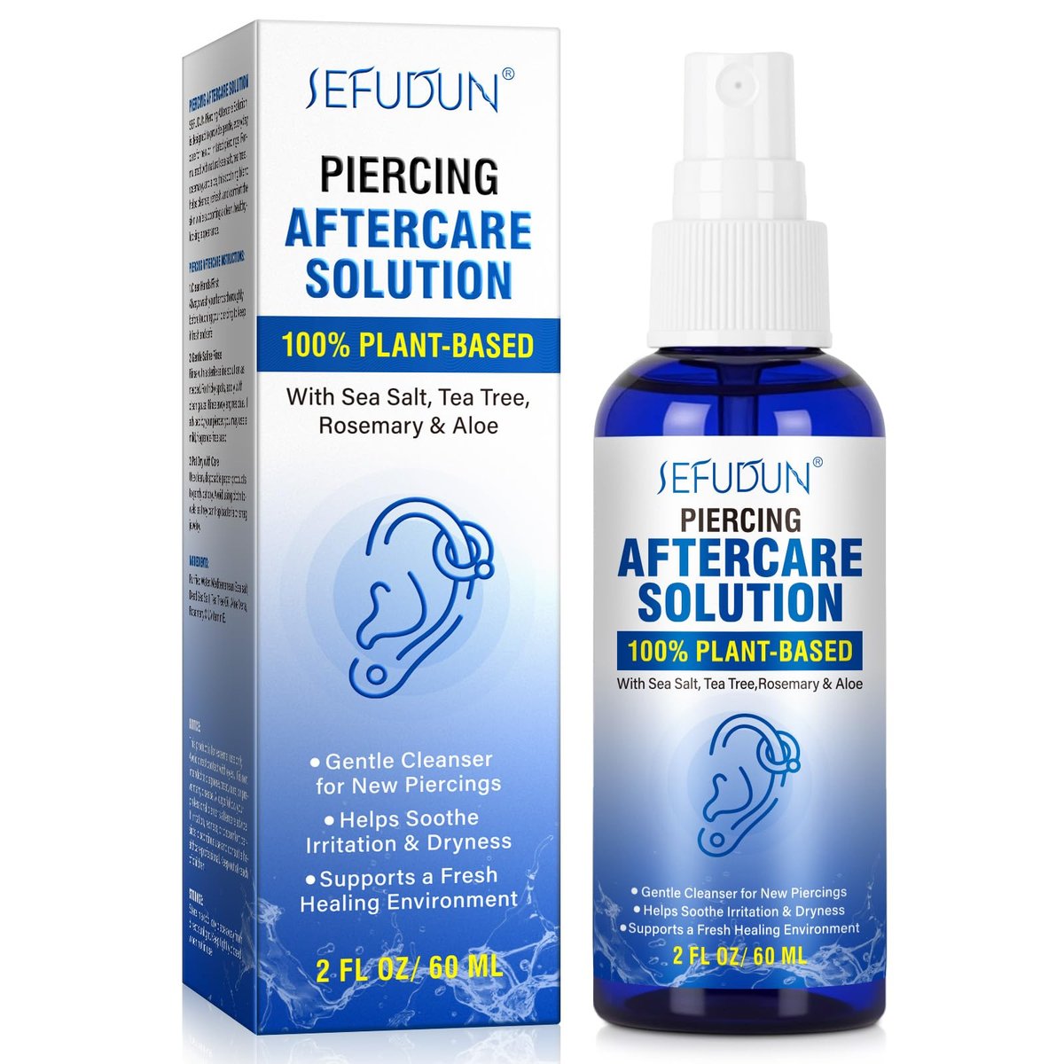 Piercing Aftercare Spray – Saline Solution for Ear, Belly & Nose Piercings, 2 Fl Oz - görsel 1