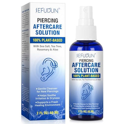 Piercing Aftercare Spray – Saline Solution for Ear, Belly & Nose Piercings, 2 Fl Oz
