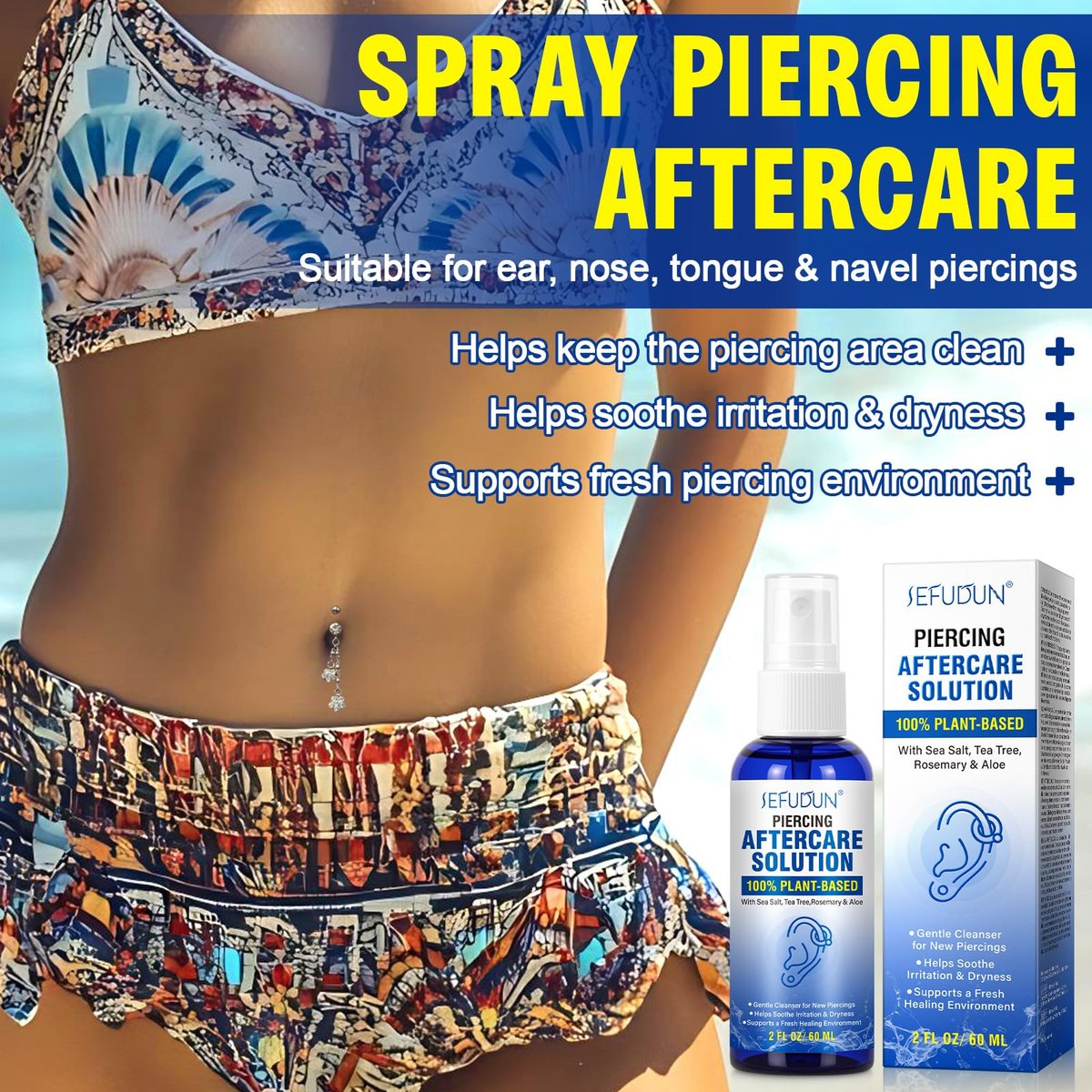 Piercing Aftercare Spray – Saline Solution for Ear, Belly & Nose Piercings, 2 Fl Oz - görsel 17