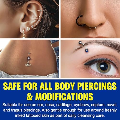 Piercing Aftercare Spray – Saline Solution for Ear, Belly & Nose Piercings, 2 Fl Oz - görsel 8