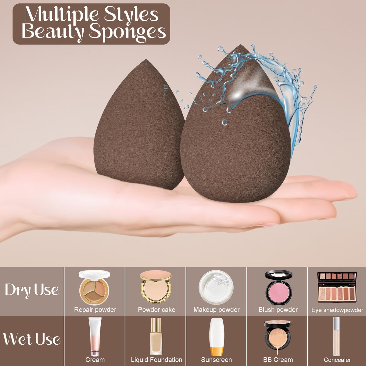 11-Piece Makeup Sponge Set: 5 Blending Sponges, 4 Cushion Puffs & 2 Powder Puffs for Flawless Foundation and Powder Application - görsel 7