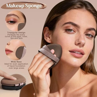 11-Piece Makeup Sponge Set: 5 Blending Sponges, 4 Cushion Puffs & 2 Powder Puffs for Flawless Foundation and Powder Application