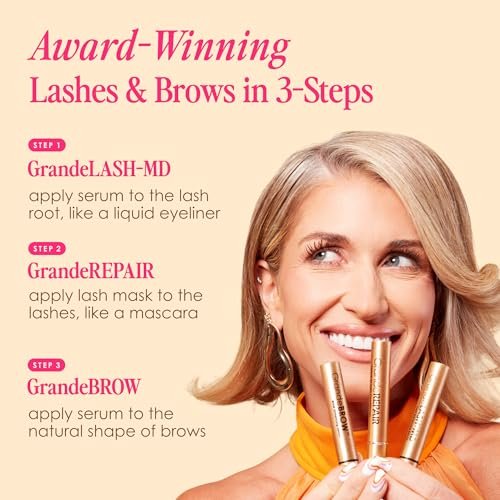 Grande Cosmetics Mini Lash & Brow Lineup - GrandeLASH-MD, GrandeBROW, GrandeREPAIR for Longer, Thicker-Looking Eyelashes & Fuller, Bolder-Looking Eyebrows Avelisse