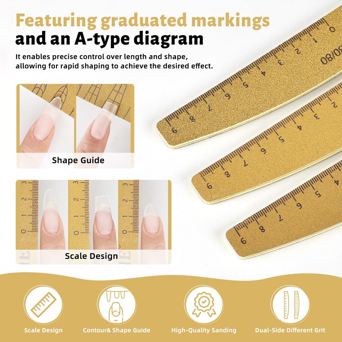 JODSONE Nail File and Buffer Set 5PCS - Double Sided Emery Boards 80/240 Grit, Reusable Nail Shine Polishing Sticks for Home Salon - görsel 5