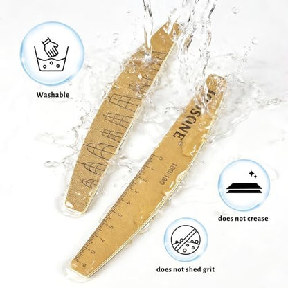 JODSONE Nail File and Buffer Set 5PCS - Double Sided Emery Boards 80/240 Grit, Reusable Nail Shine Polishing Sticks for Home Salon