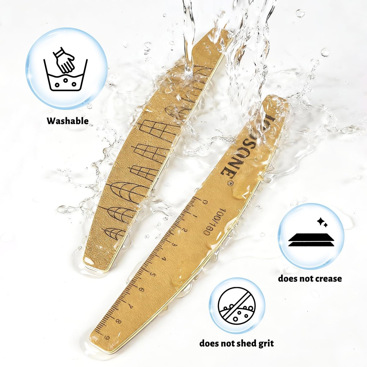 JODSONE Nail File and Buffer Set 5PCS - Double Sided Emery Boards 80/240 Grit, Reusable Nail Shine Polishing Sticks for Home Salon - görsel 9
