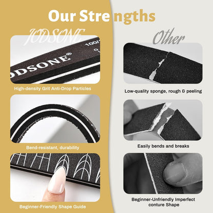 JODSONE Nail File and Buffer Set 5PCS - Double Sided Emery Boards 80/240 Grit, Reusable Nail Shine Polishing Sticks for Home Salon