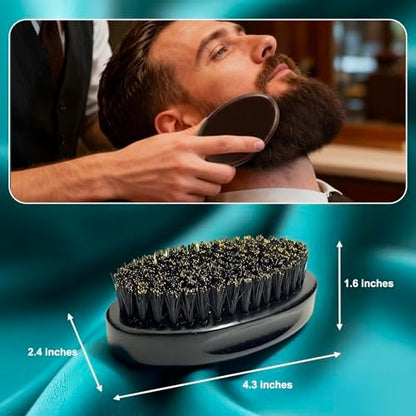 BilaliyMil 4.3 IN Natural Boar Bristle Beard Brush for Men – Premium Wooden Handle & Travel Size Mustache Grooming Tool