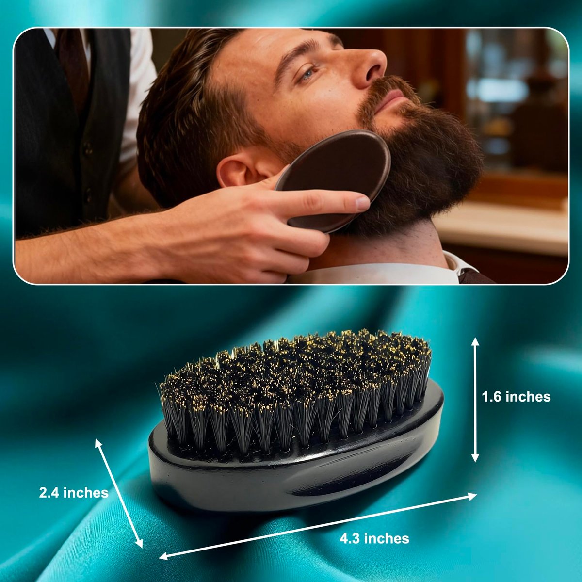 BilaliyMil 4.3 IN Natural Boar Bristle Beard Brush for Men – Premium Wooden Handle & Travel Size Mustache Grooming Tool - görsel 6