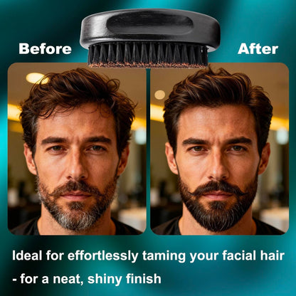 BilaliyMil 4.3 IN Natural Boar Bristle Beard Brush for Men – Premium Wooden Handle & Travel Size Mustache Grooming Tool