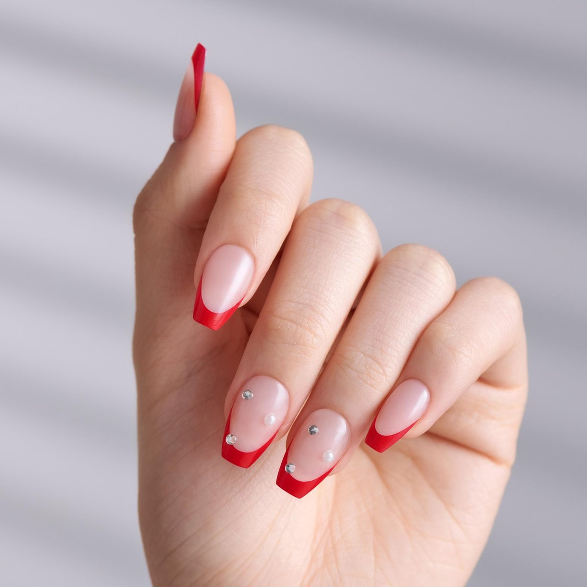 imPRESS Happy World Red Medium Coffin Press-On Nails - No Glue Required, 30 Nails + Prep & File Kit - görsel 3