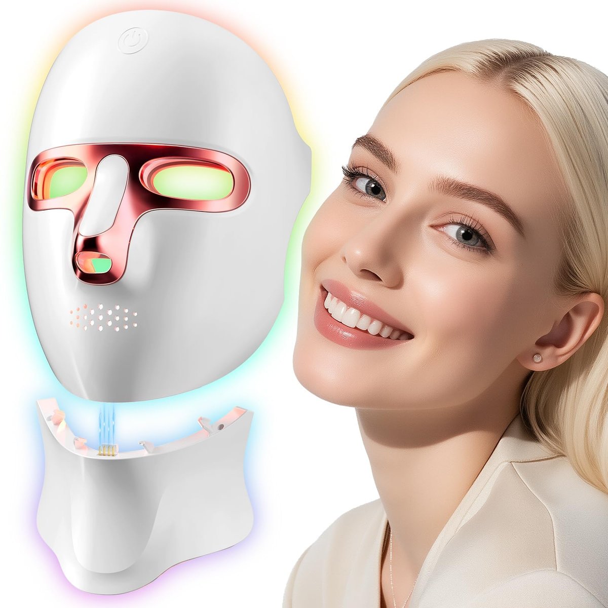 ONLUKY Red Light Therapy Mask for Face - Cordless LED Face Mask, USB-C Rechargeable, Infrared Light Therapy for Home, Work, Travel, Yoga, Sleep - Pink Avelisse
