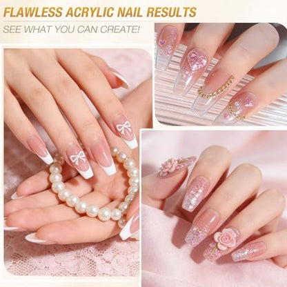 Clear Acrylic Nail Kit - Quick Dry Long Lasting Acrylic Powder & Liquid Set with Kolinsky Brush, Nail Forms for Home DIY & Salon Professional Use Avelisse