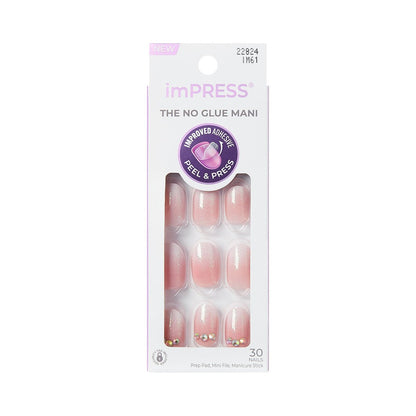 imPRESS Even Better No Glue Mani Press On Nails - Short Pink Oval Shape (30 Nails + Prep Pad + Stick + File)