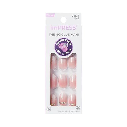 imPRESS Even Better No Glue Mani Press On Nails - Short Pink Oval Shape (30 Nails + Prep Pad + Stick + File) - görsel 2
