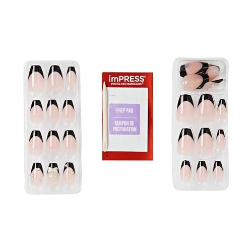 Kiss imPRESS No Glue Mani Press On Nails - By the River, Black, Medium Coffin Shape, 30 Nails - görsel 7