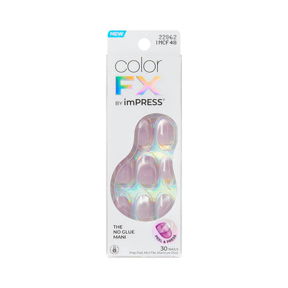 Kiss imPRESS No Glue Mani Press On Nails - ColorFX 'Diamond Drip' Pink - Short Oval Shape - 30 Nails