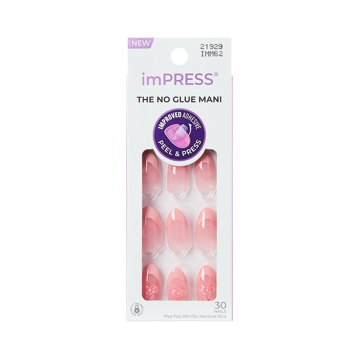 imPRESS Glow Muse No Glue Press On Nails - Medium Almond Pink Gel Nails Kit with 30 Nails, Prep Pad, and Tools - görsel 1