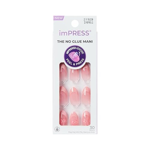 imPRESS Glow Muse No Glue Press On Nails - Medium Almond Pink Gel Nails Kit with 30 Nails, Prep Pad, and Tools - görsel 2