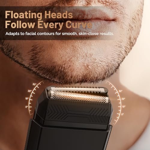Sybler Portable Electric Razor for Men: Foil Shaver & Beard Trimmer with Dual-Action System, Floating Head, IPX7 Waterproof, Type C Fast Charge Avelisse