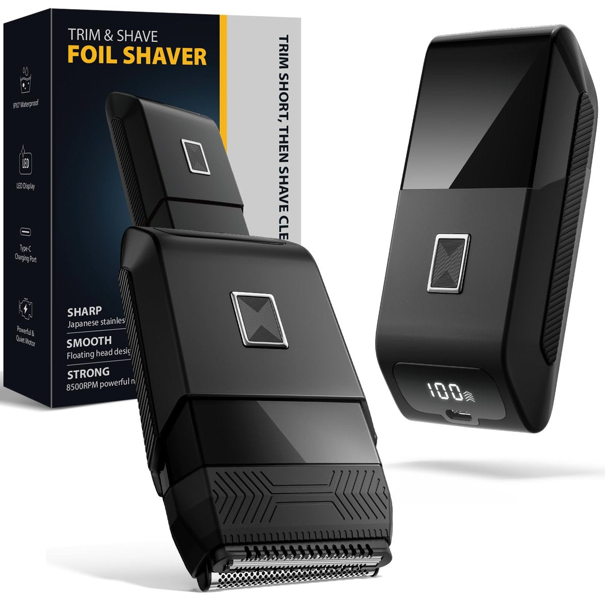 Sybler Portable Electric Razor for Men: Foil Shaver & Beard Trimmer with Dual-Action System, Floating Head, IPX7 Waterproof, Type C Fast Charge Avelisse