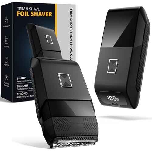 Sybler Portable Electric Razor for Men: Foil Shaver & Beard Trimmer with Dual-Action System, Floating Head, IPX7 Waterproof, Type C Fast Charge Avelisse