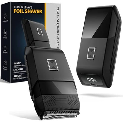 Sybler Portable Electric Razor for Men: Foil Shaver & Beard Trimmer with Dual-Action System, Floating Head, IPX7 Waterproof, Type C Fast Charge Avelisse