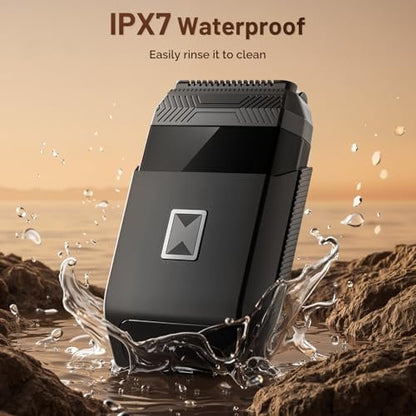 Sybler Portable Electric Razor for Men: Foil Shaver & Beard Trimmer with Dual-Action System, Floating Head, IPX7 Waterproof, Type C Fast Charge Avelisse