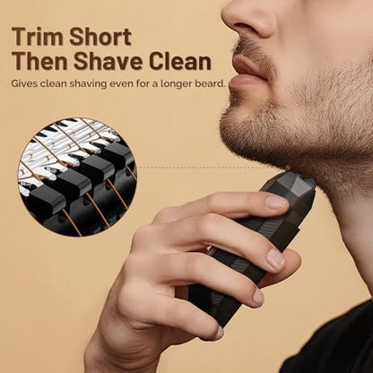 Sybler Portable Electric Razor for Men: Foil Shaver & Beard Trimmer with Dual-Action System, Floating Head, IPX7 Waterproof, Type C Fast Charge Avelisse
