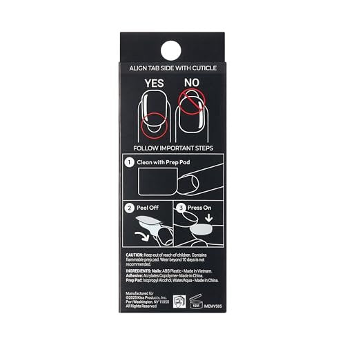 Kiss imPRESS No Glue Mani Press On Nails, 'Pick Me First' Design, Pink, Medium Oval, 30 Nails with Prep Pad, Stick & File Avelisse