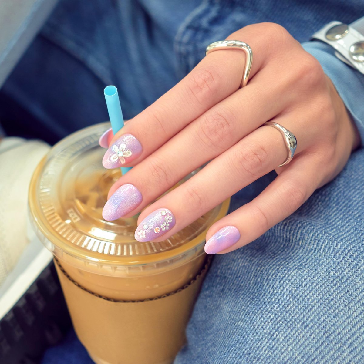 Kiss imPRESS No Glue Mani Press On Nails, 'Pick Me First' Design, Pink, Medium Oval, 30 Nails with Prep Pad, Stick & File Avelisse