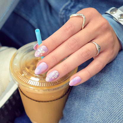 Kiss imPRESS No Glue Mani Press On Nails, 'Pick Me First' Design, Pink, Medium Oval, 30 Nails with Prep Pad, Stick & File Avelisse